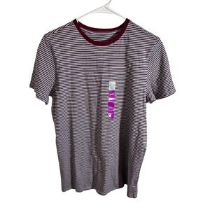 Primark Kids Striped T Shirt Maroon White‎ Cotton Size 13 14 Years 164cm